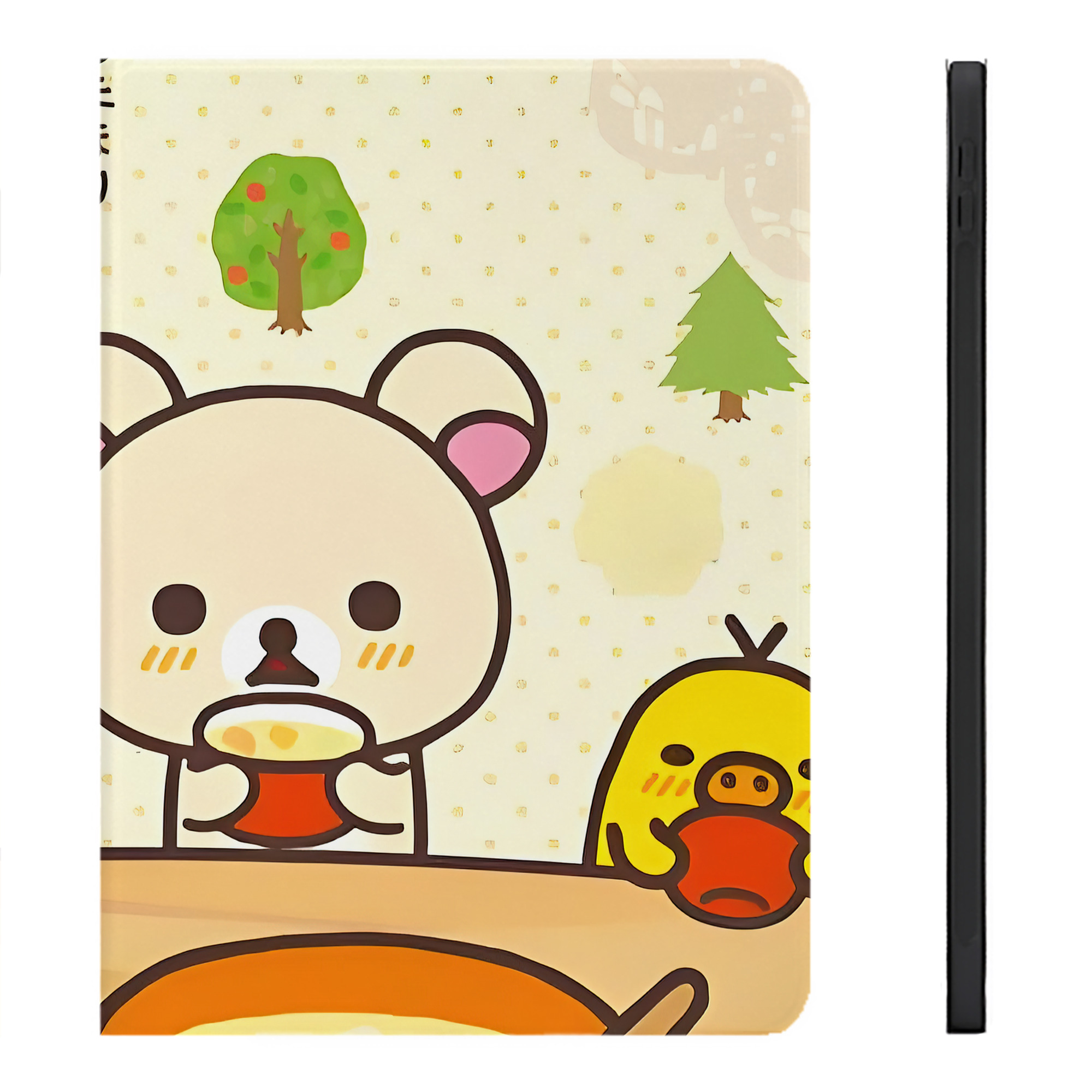 （画像用） リラックマ リラックマ キイロイトリ Rilakkuma Korilakkuma Kiiroitori IPadケース ペンホルダー付き ブックスタイルデザイン